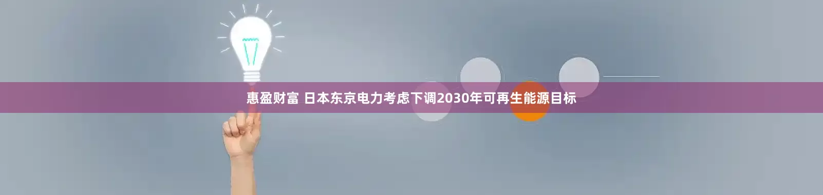 惠盈财富 日本东京电力考虑下调2030年可再生能源目标